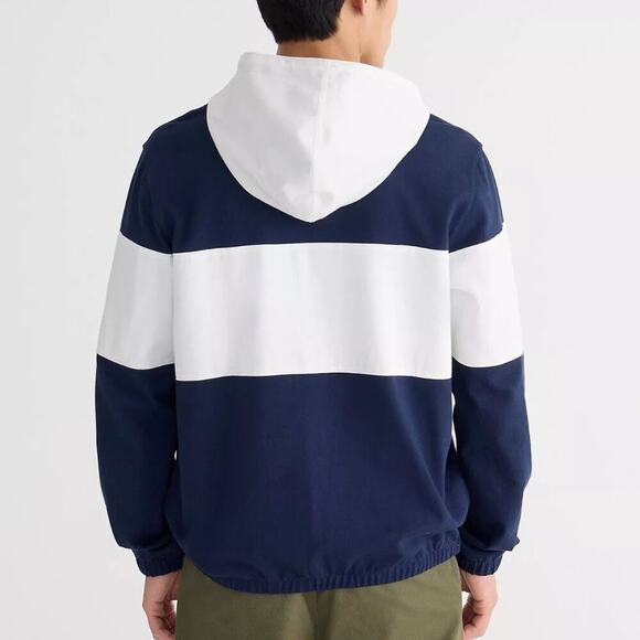 J. Crew Sweatshirt Mens Full-zip Rugby Hoodie Preppy Ivy Style Navy Blue Size M - Picture 2 of 9